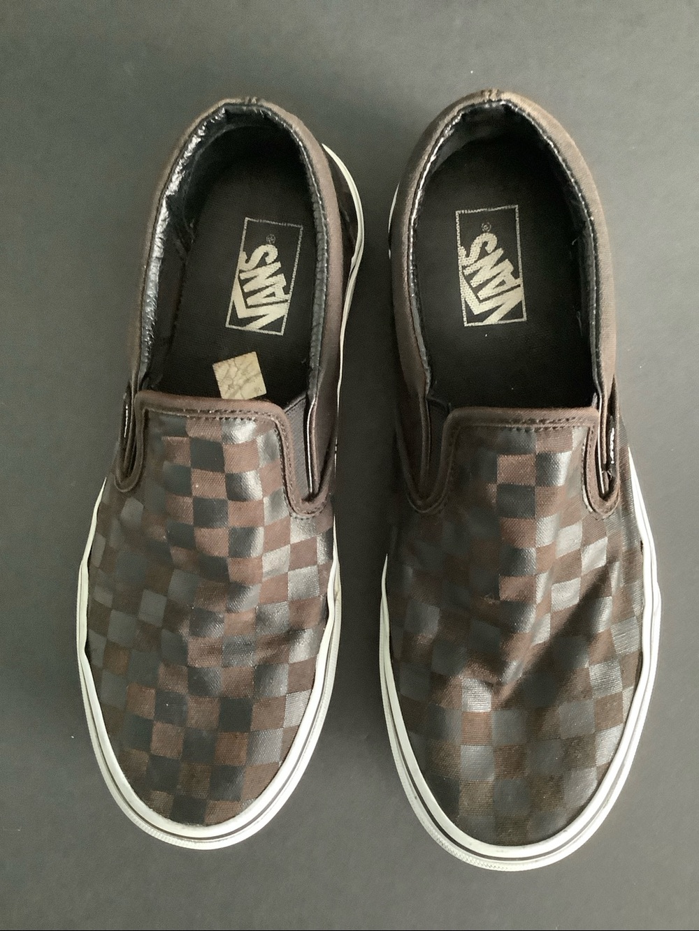 Vans Checkerboard Slip-On Loafers - Brown/White